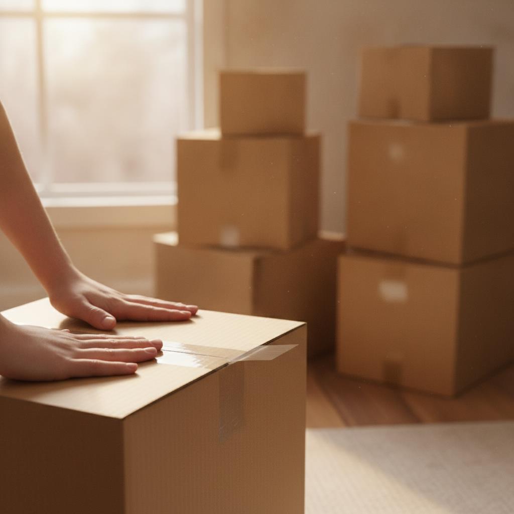 Movers carrying a blanket-wrapped sofa